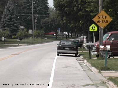 Photo - Painted lines in the street are not an adequate substitute for sidewalks in Ashwaubenon.