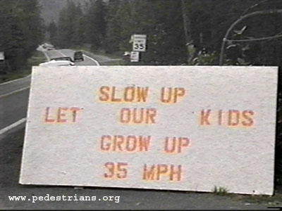 Photo - homemade signs asking drivers to slow down